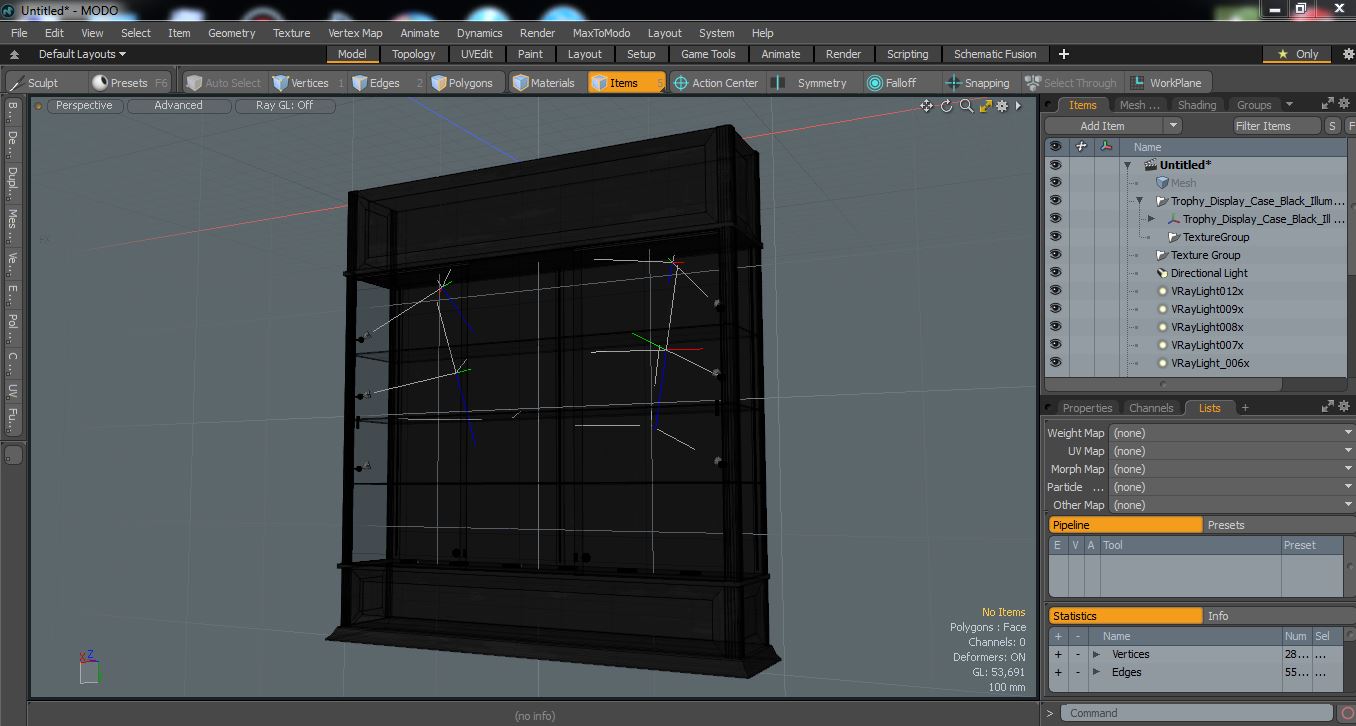 Trophy Display Case Black Illuminated 3D