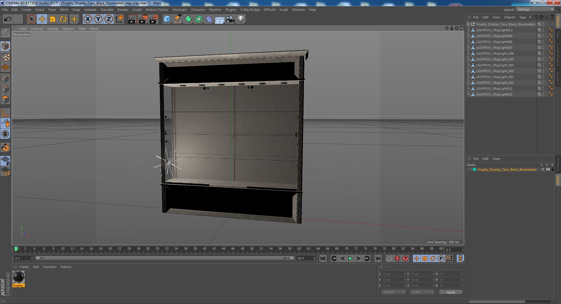 Trophy Display Case Black Illuminated 3D