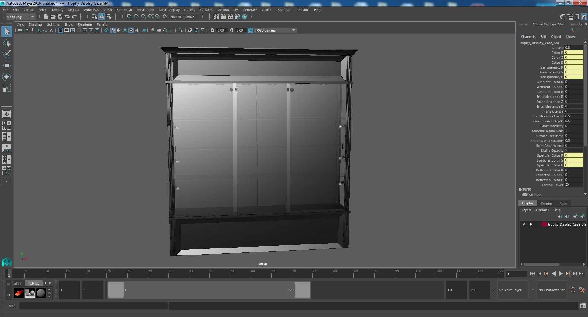Trophy Display Case Black Illuminated 3D