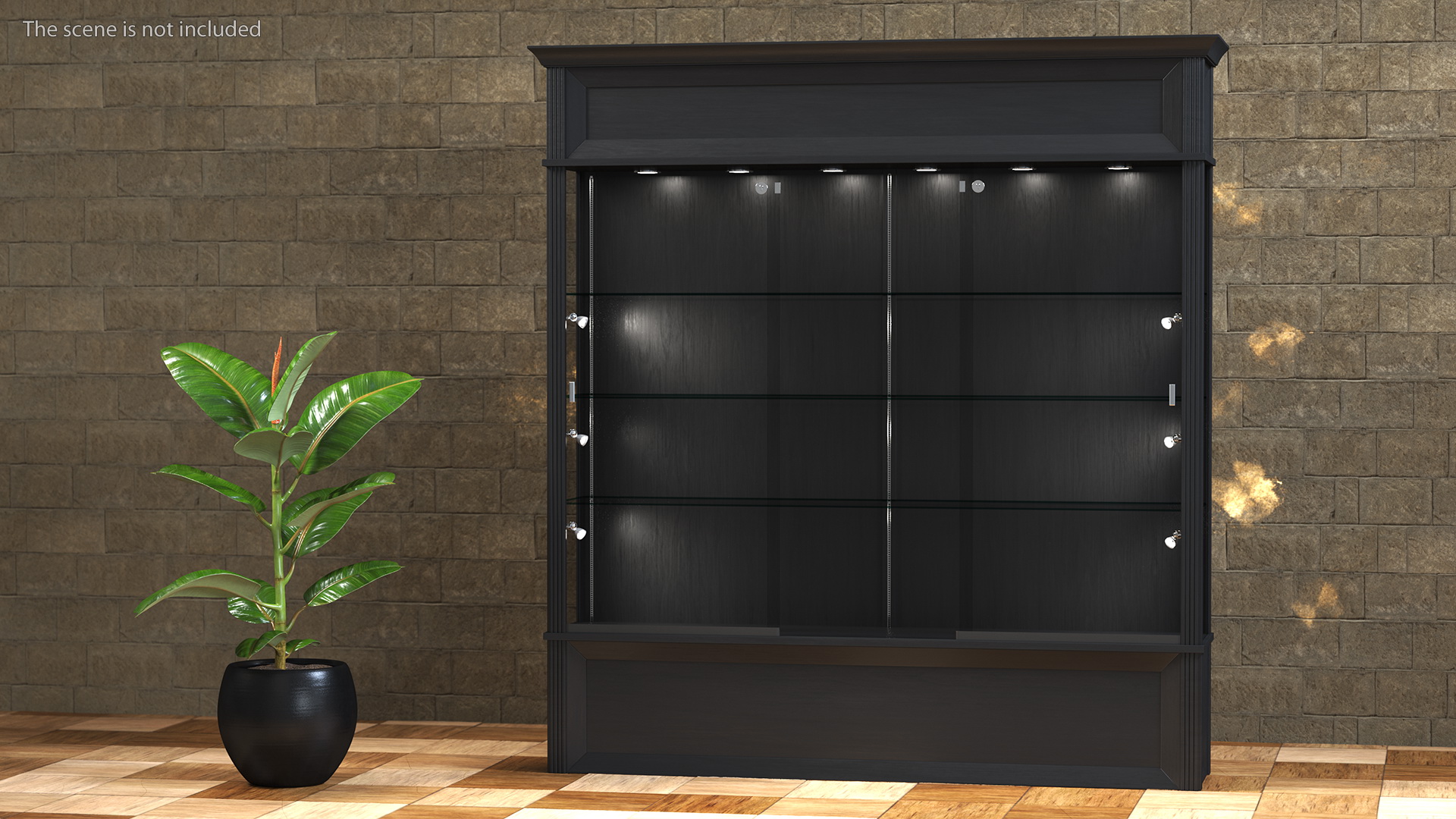 Trophy Display Case Black Illuminated 3D