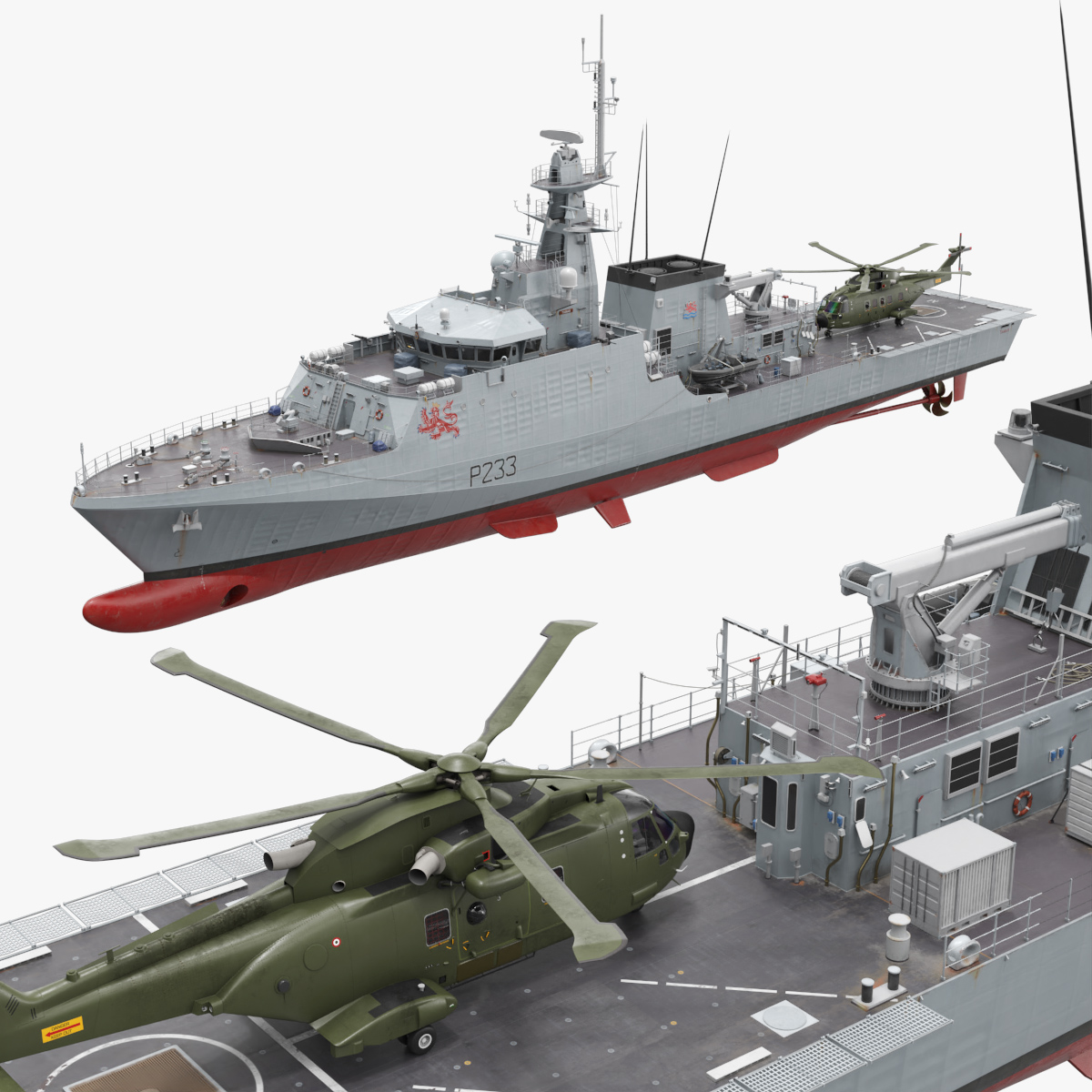 River Class HMS Tamar with AW101 Helicopter