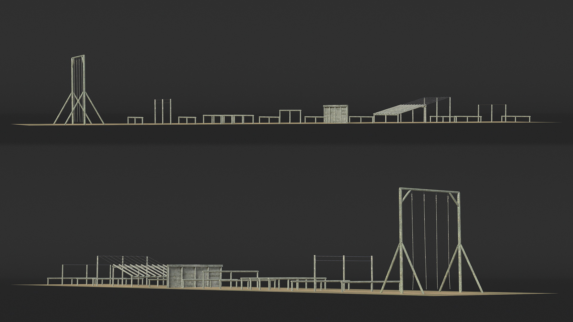 Military Training Obstacles Course Worn 3D model