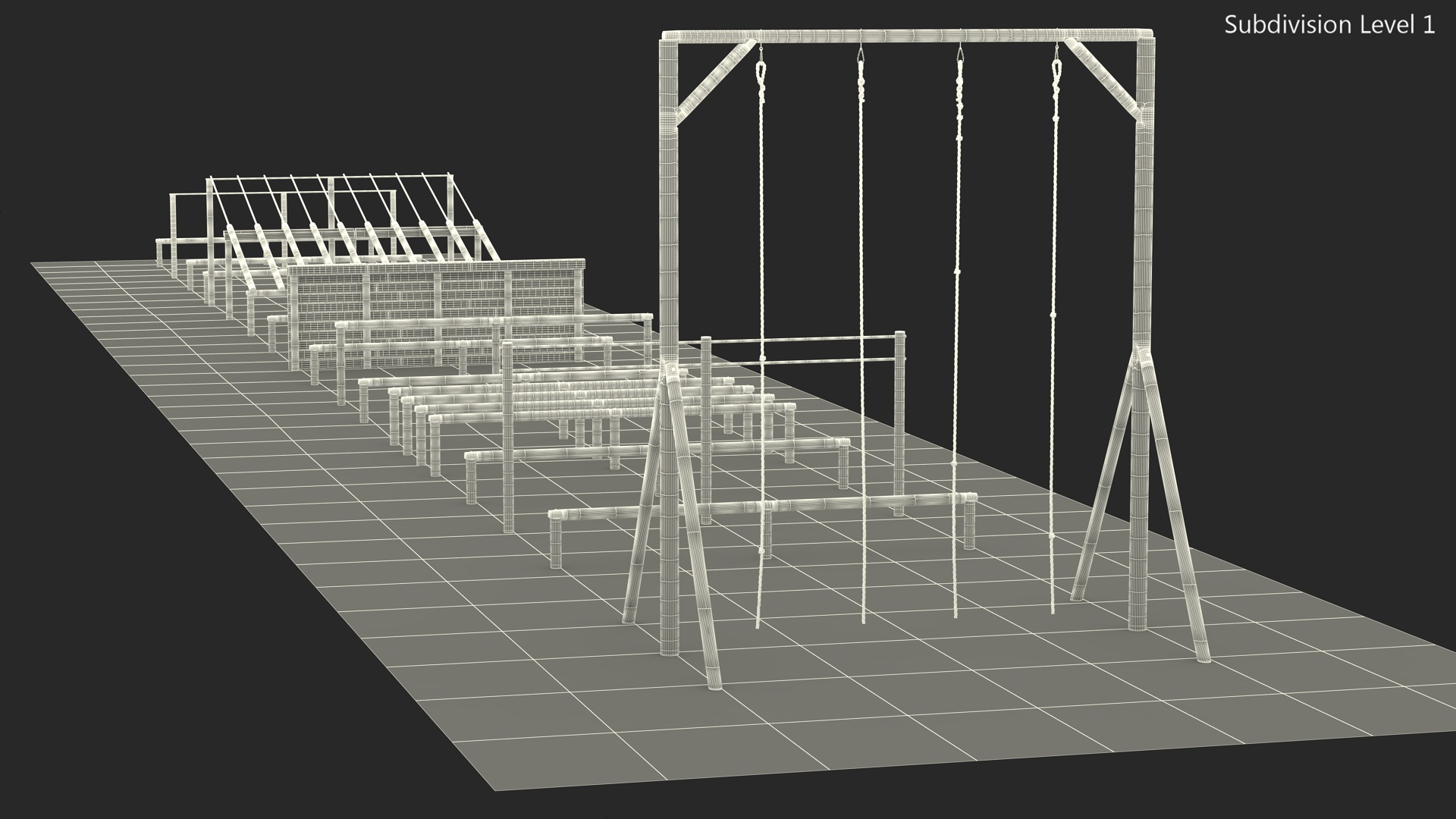Military Training Obstacles Course Worn 3D model