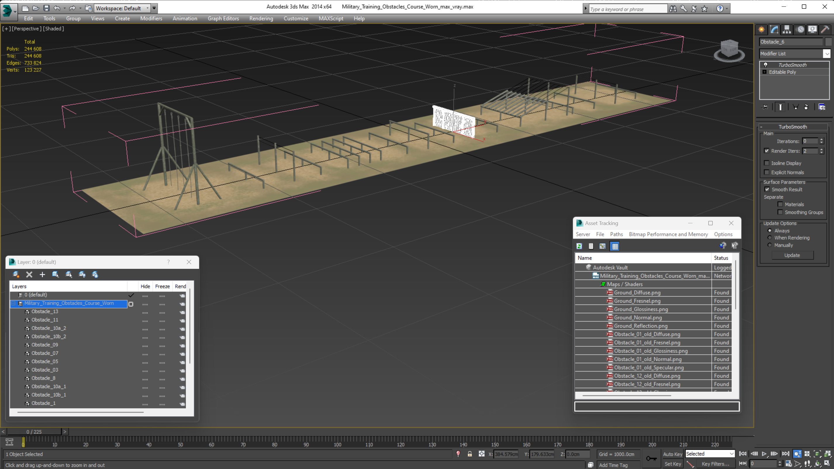 Military Training Obstacles Course Worn 3D model