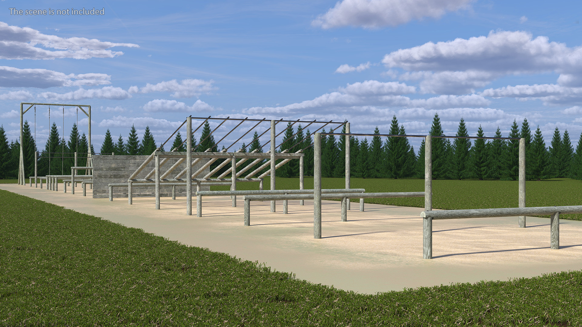 Military Training Obstacles Course Worn 3D model