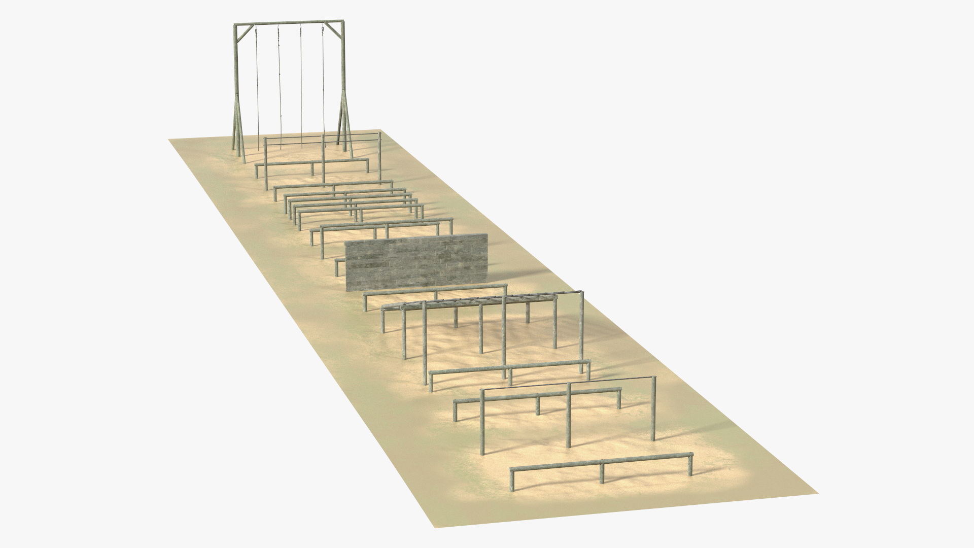 Military Training Obstacles Course Worn 3D model