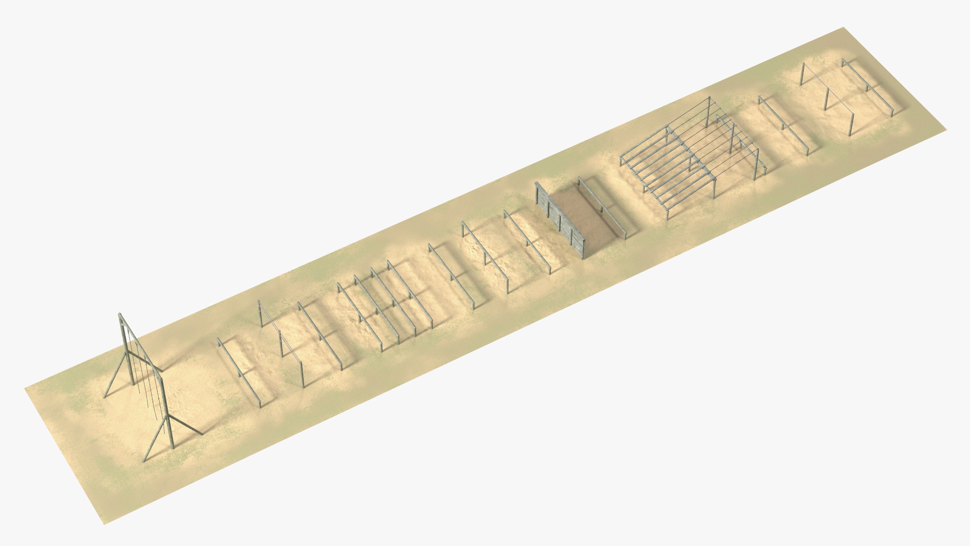 Military Training Obstacles Course Worn 3D model