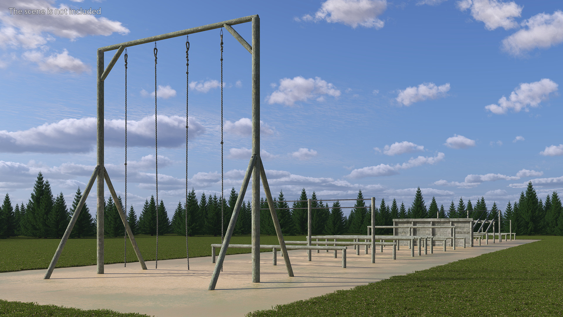 Military Training Obstacles Course Worn 3D model