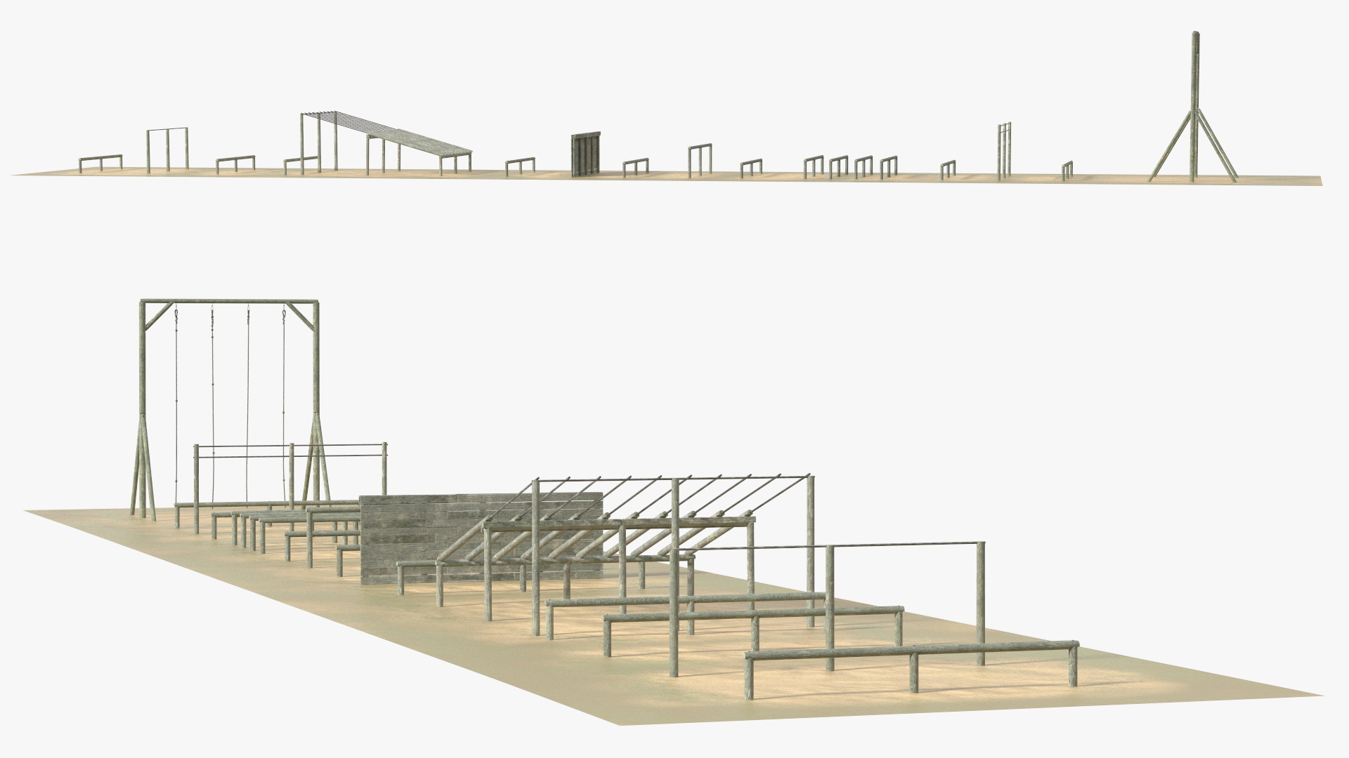 Military Training Obstacles Course Worn 3D model