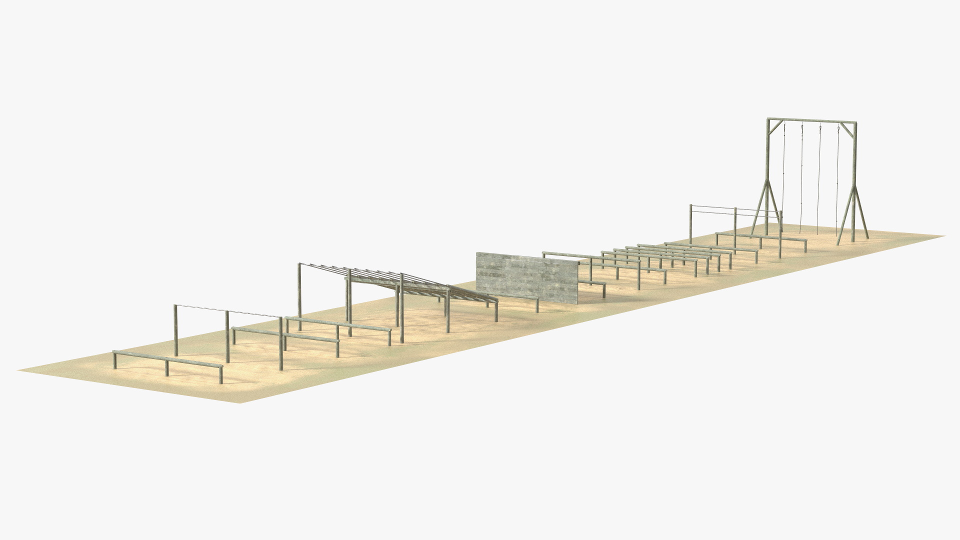 Military Training Obstacles Course Worn 3D model