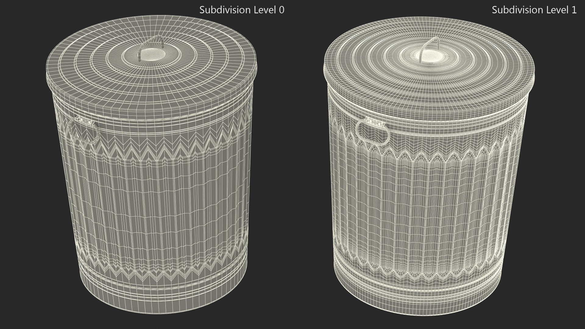 3D Galvanized Steel Trash Can