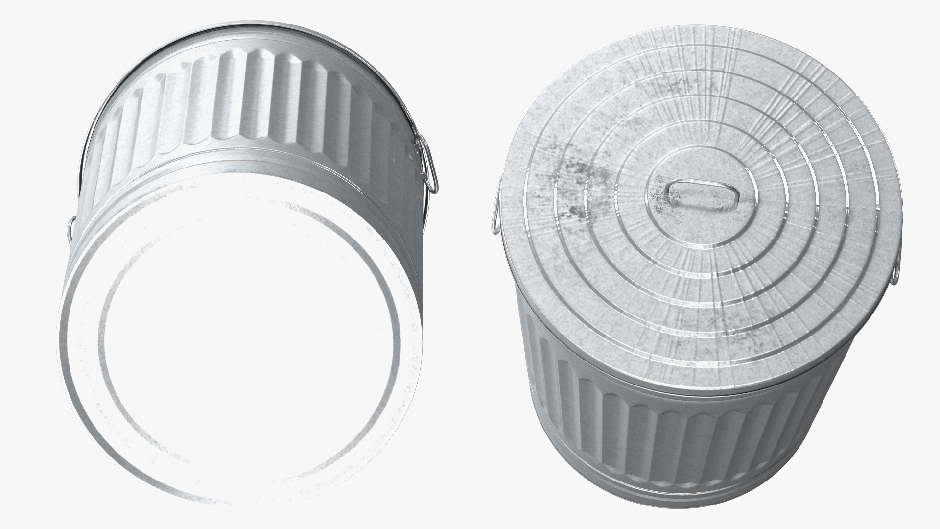 3D Galvanized Steel Trash Can