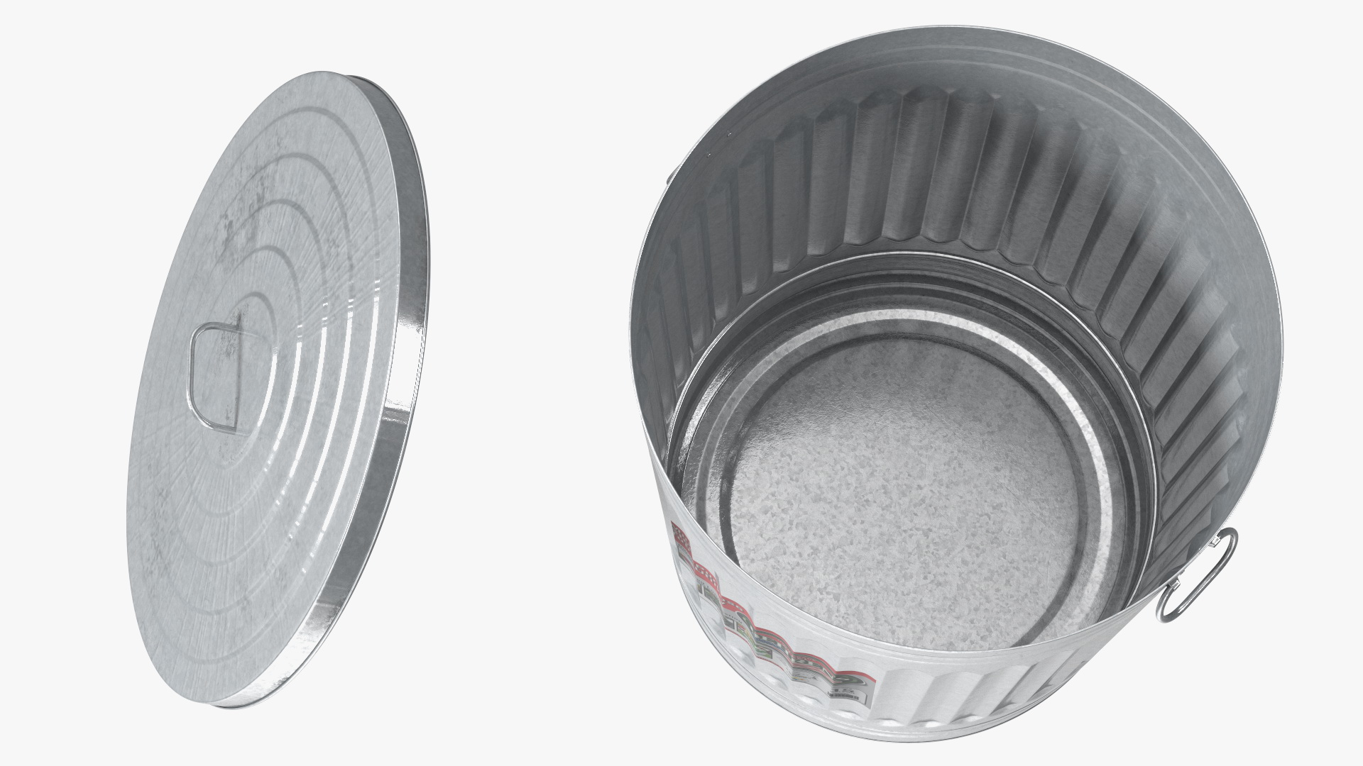 3D Galvanized Steel Trash Can