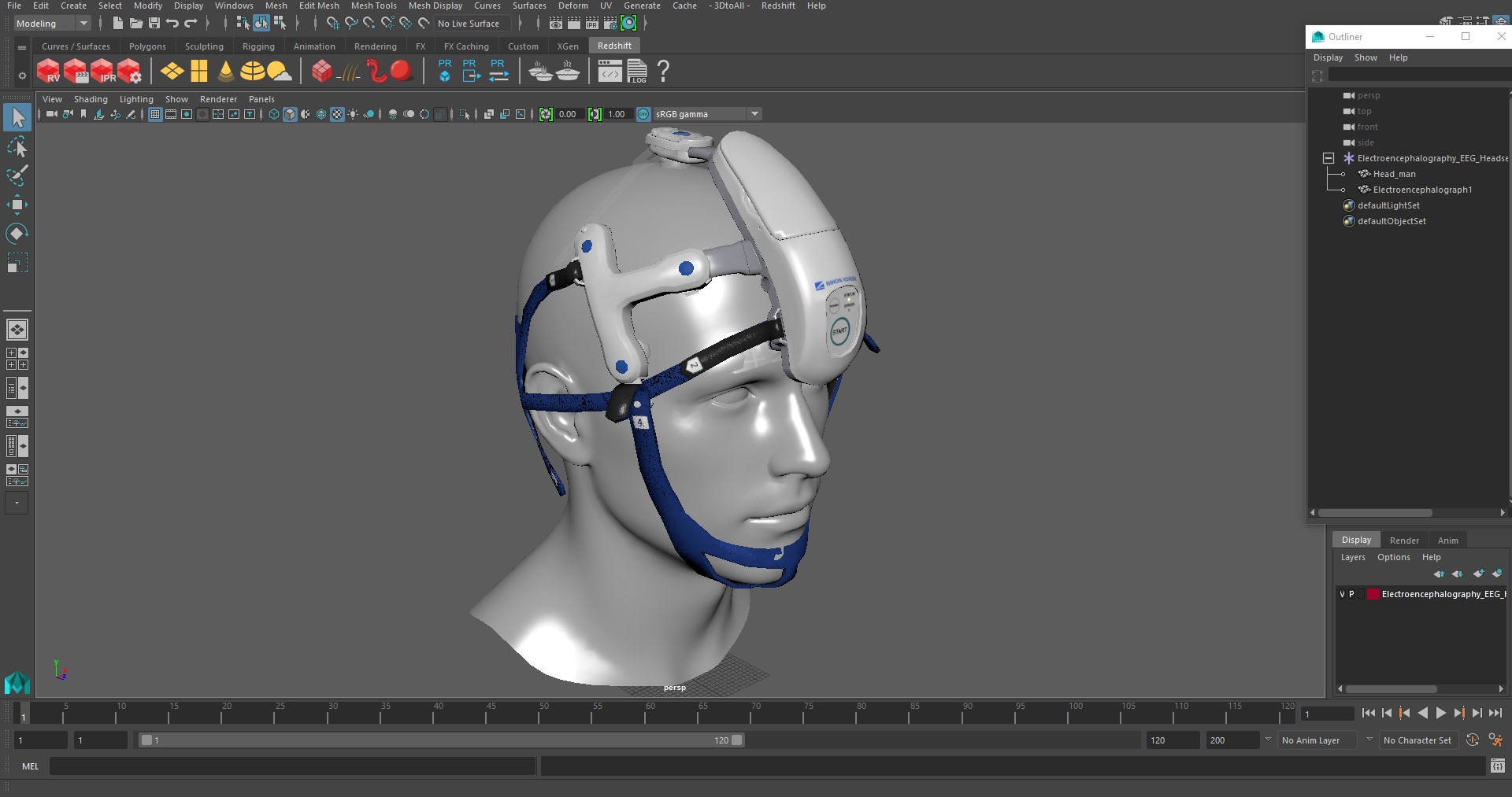 3D model Electroencephalography EEG Headset Nihon Kohden AE-120A