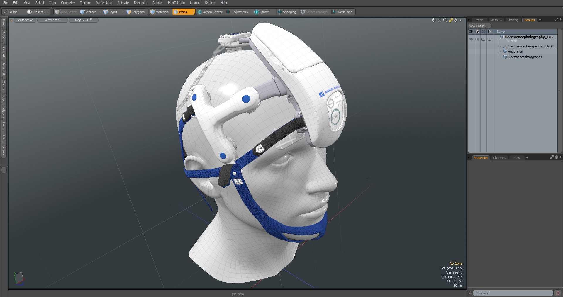 3D model Electroencephalography EEG Headset Nihon Kohden AE-120A