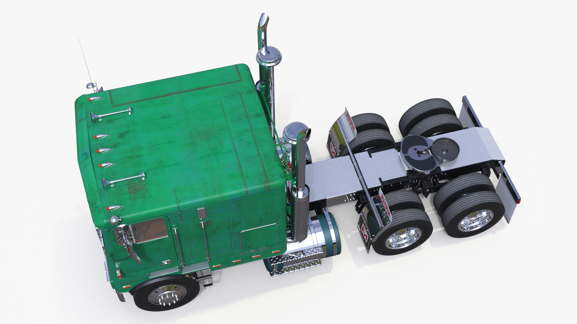 3D Marmon Truck with Car Carrier Loaded Cars