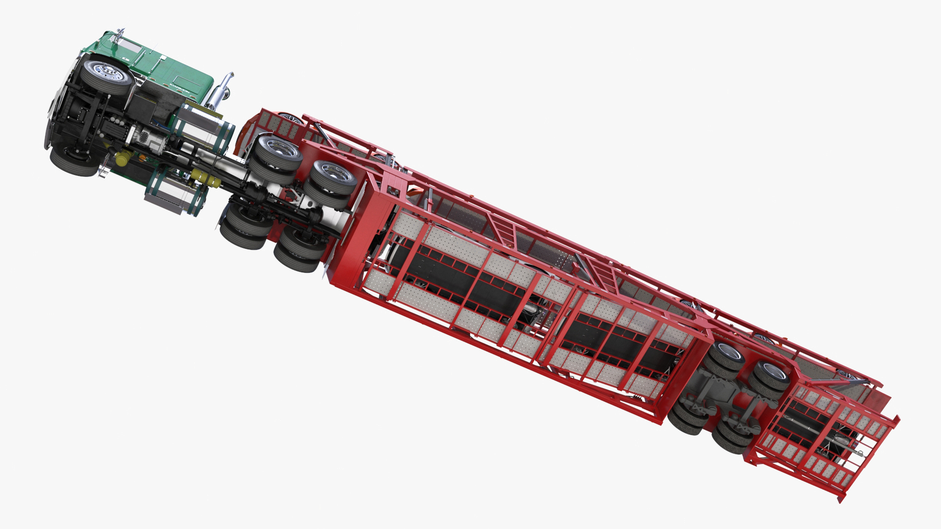 3D Marmon Truck with Car Carrier Loaded Cars
