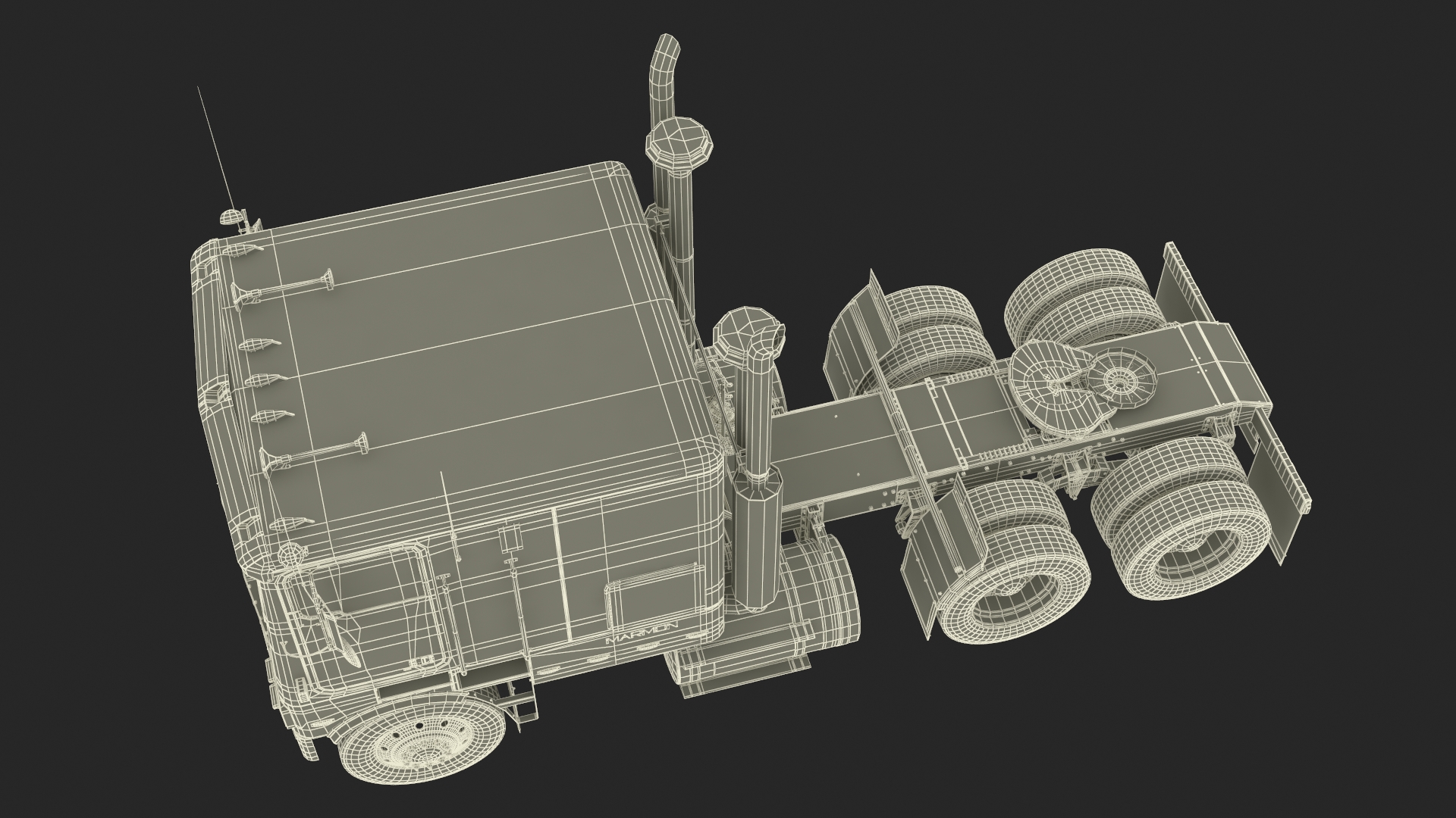 3D Marmon Truck with Car Carrier Loaded Cars