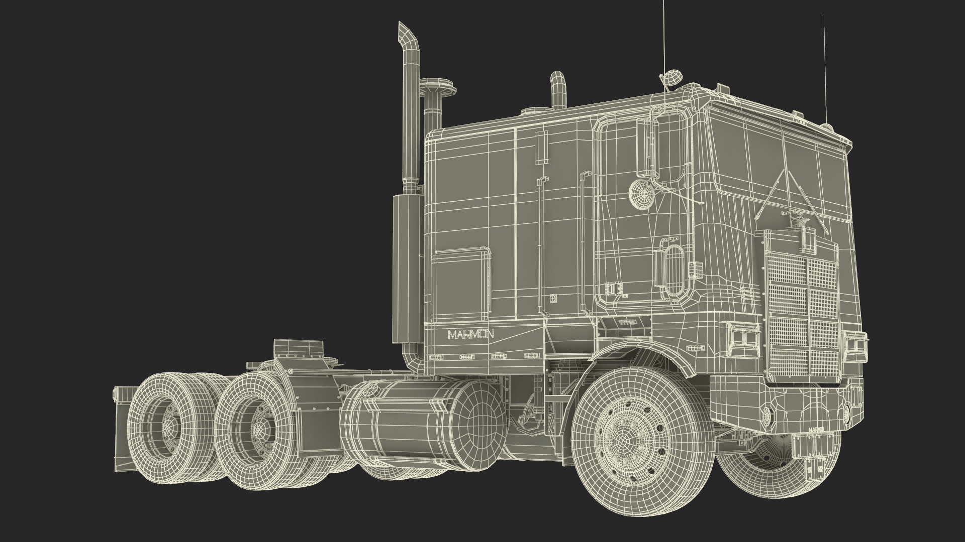 3D Marmon Truck with Car Carrier Loaded Cars