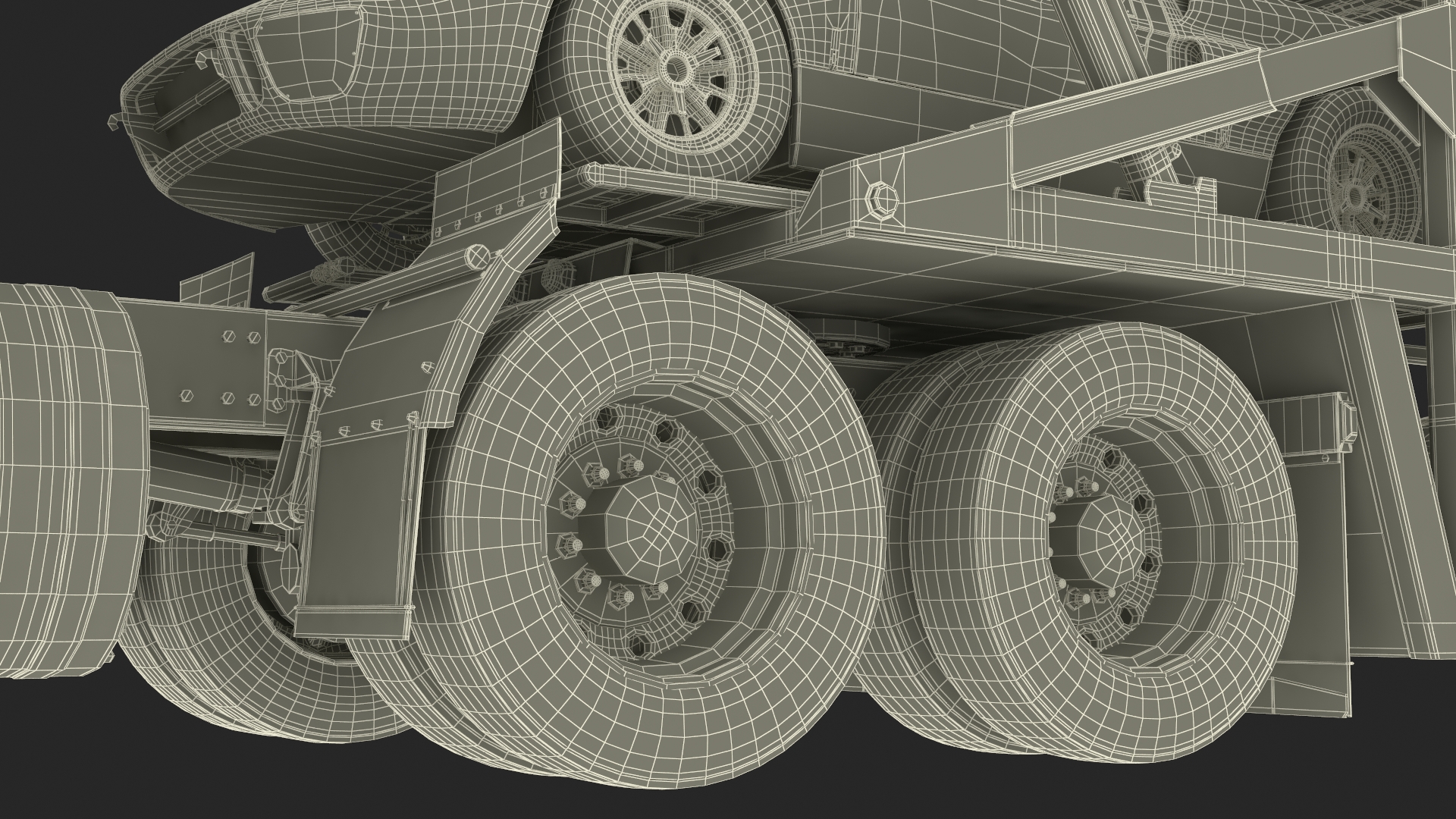 3D Marmon Truck with Car Carrier Loaded Cars