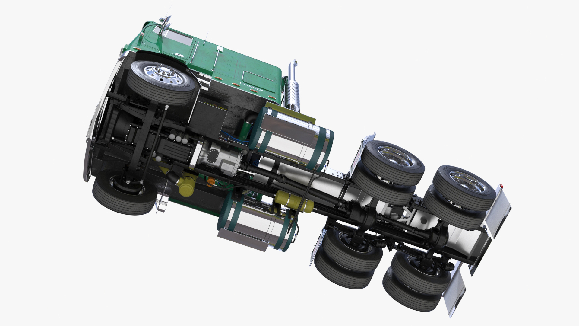 3D Marmon Truck with Car Carrier Loaded Cars