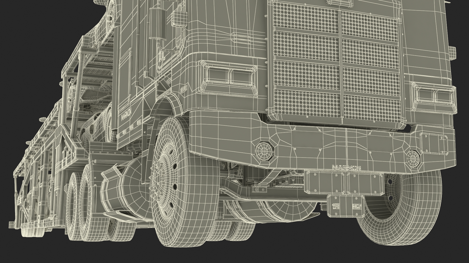 3D Marmon Truck with Car Carrier Loaded Cars