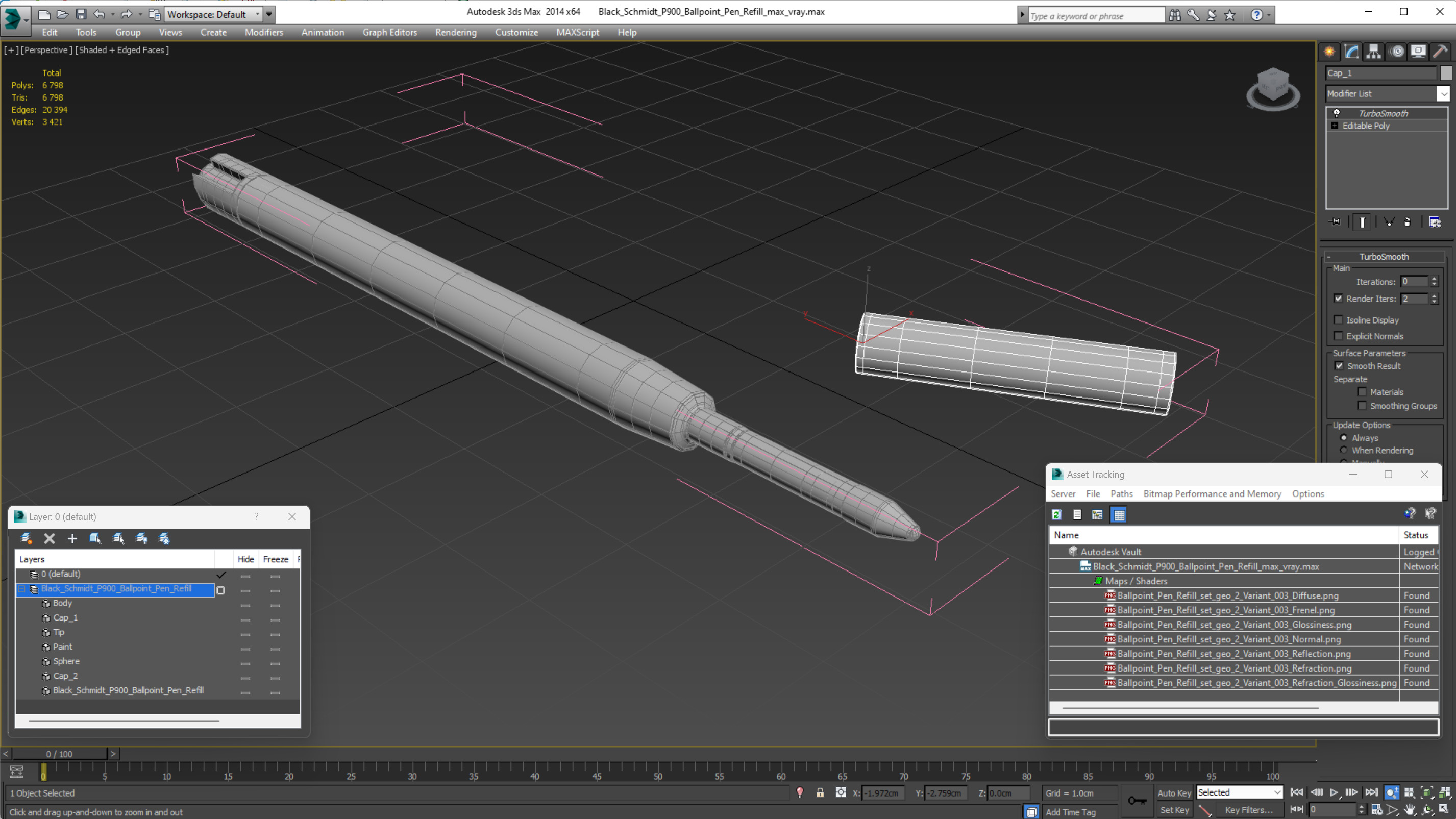 Black Schmidt P900 Ballpoint Pen Refill 3D model