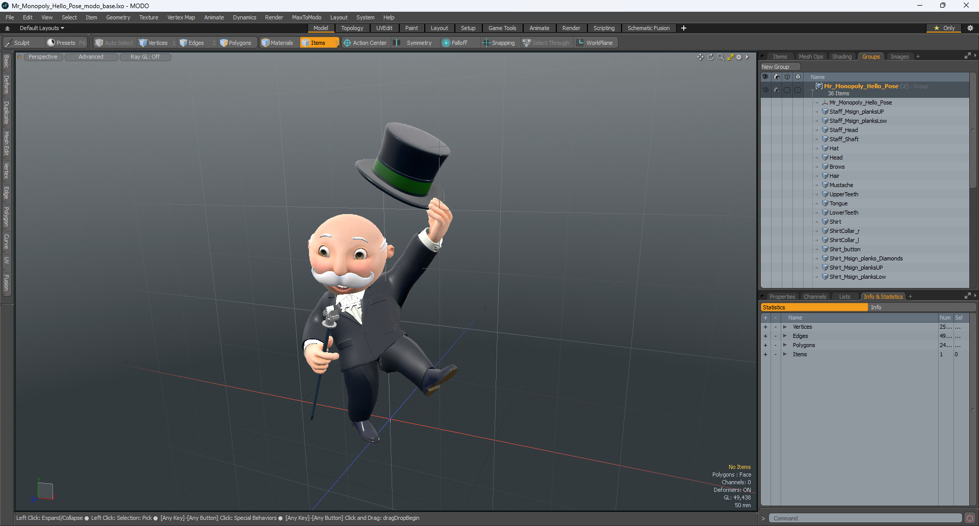 Mr Monopoly Hello Pose 3D