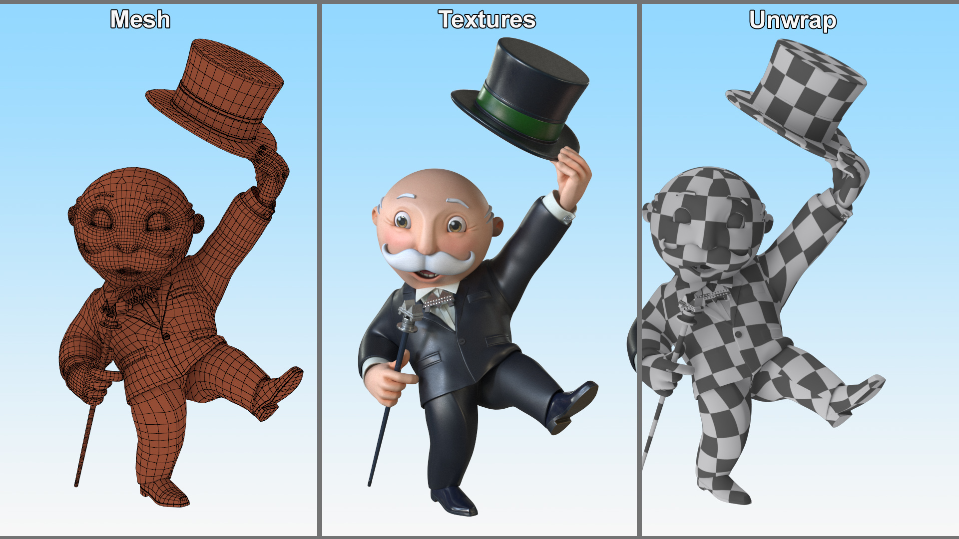 Mr Monopoly Hello Pose 3D
