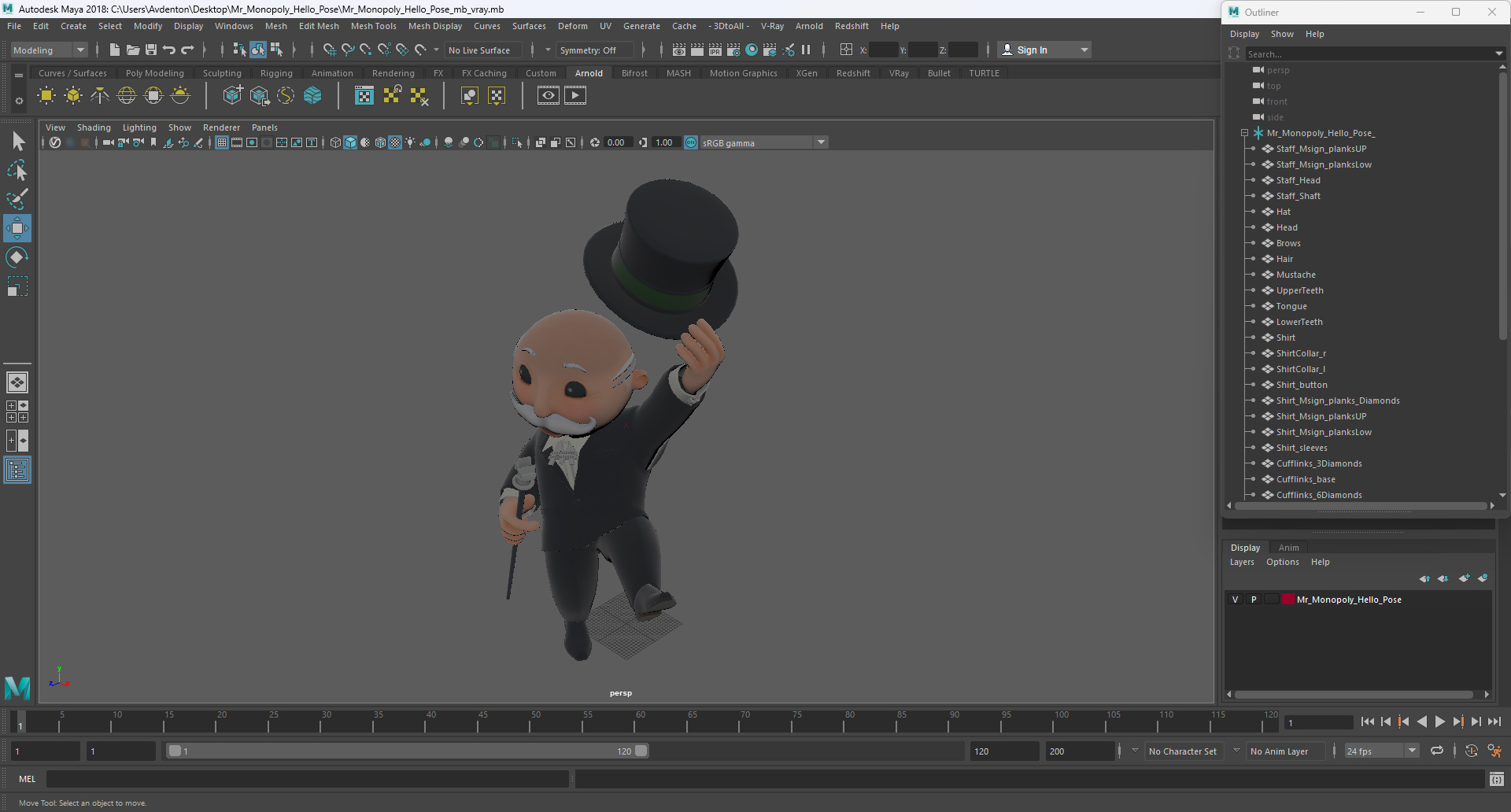 Mr Monopoly Hello Pose 3D