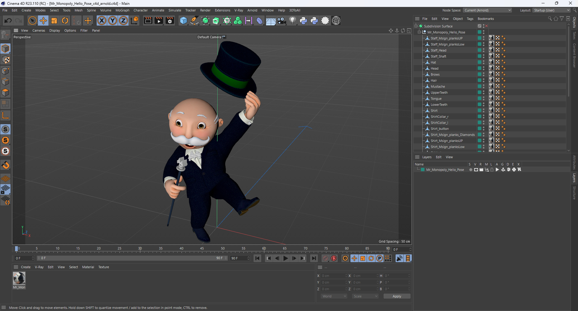 Mr Monopoly Hello Pose 3D
