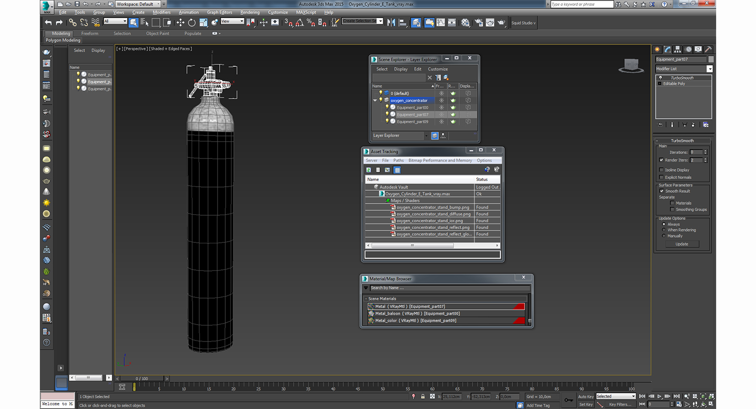 Oxygen Cylinder E Tank 3D