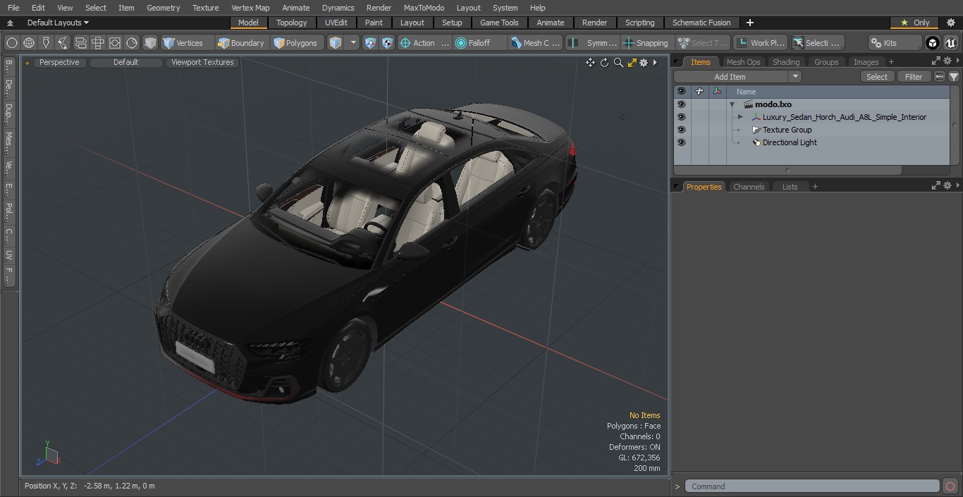 3D Luxury Sedan Horch Audi A8L Simple Interior model