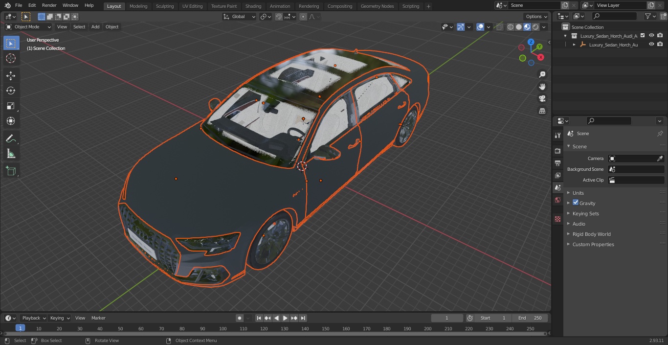 3D Luxury Sedan Horch Audi A8L Simple Interior model