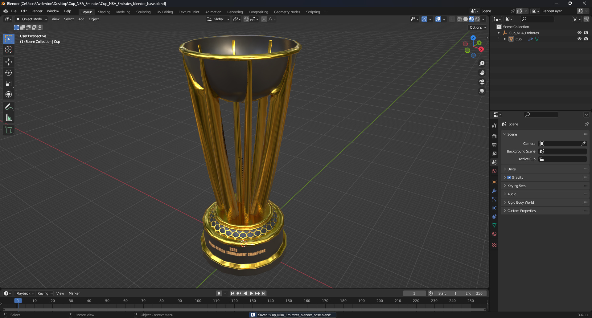 3D Cup NBA Emirates