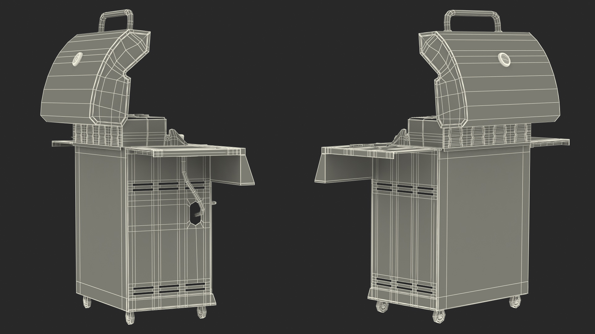Gas Grill with Meat and Vegetables 3D model