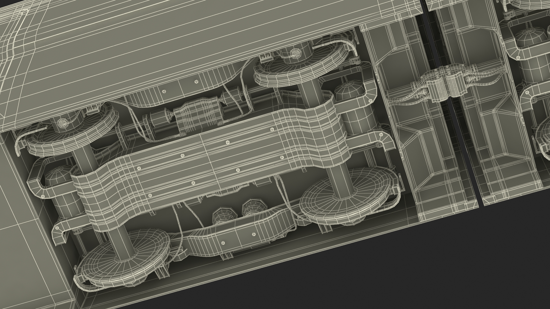 3D Futuristic Train with Cars Silver model