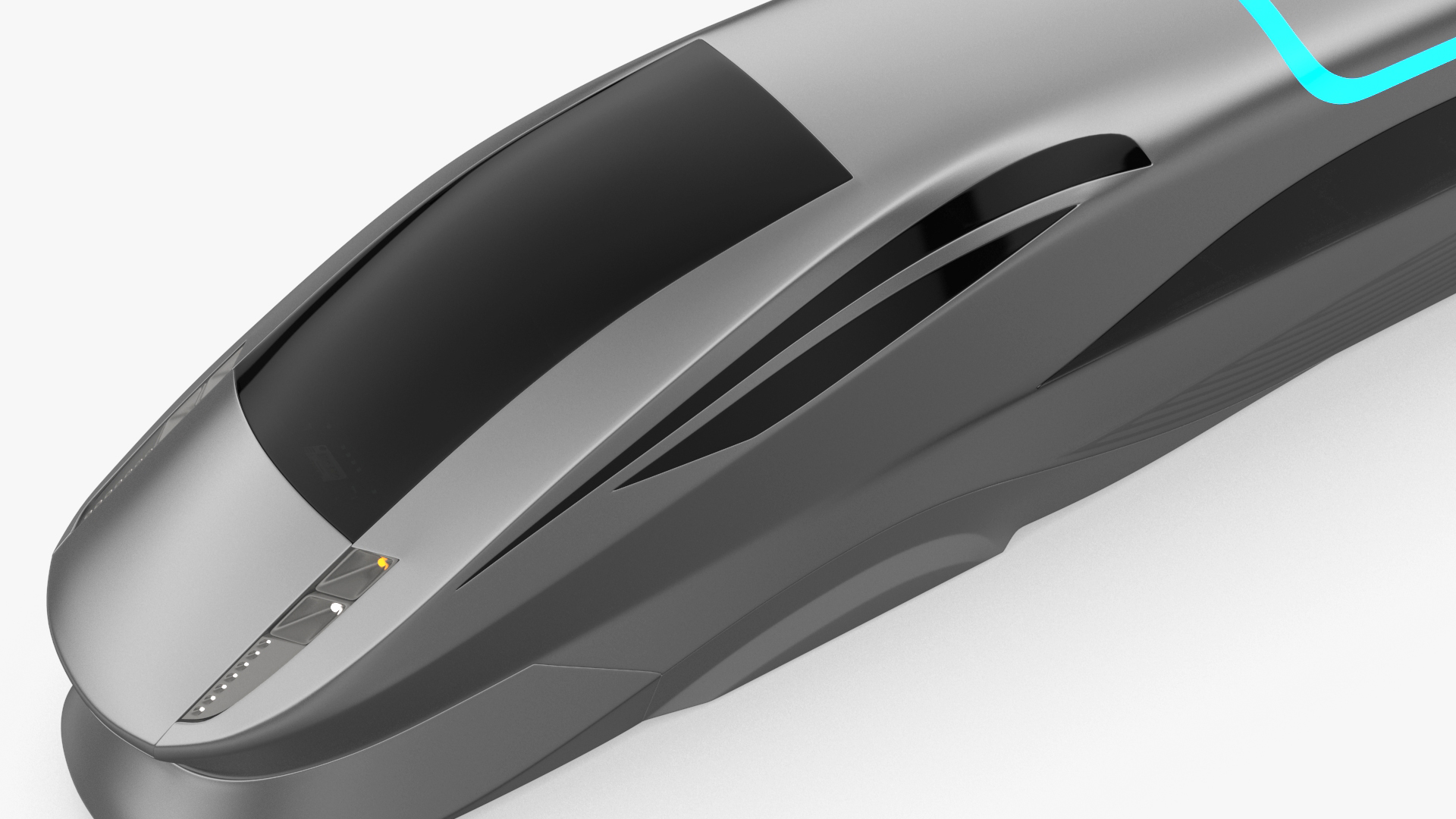 3D Futuristic Train with Cars Silver model