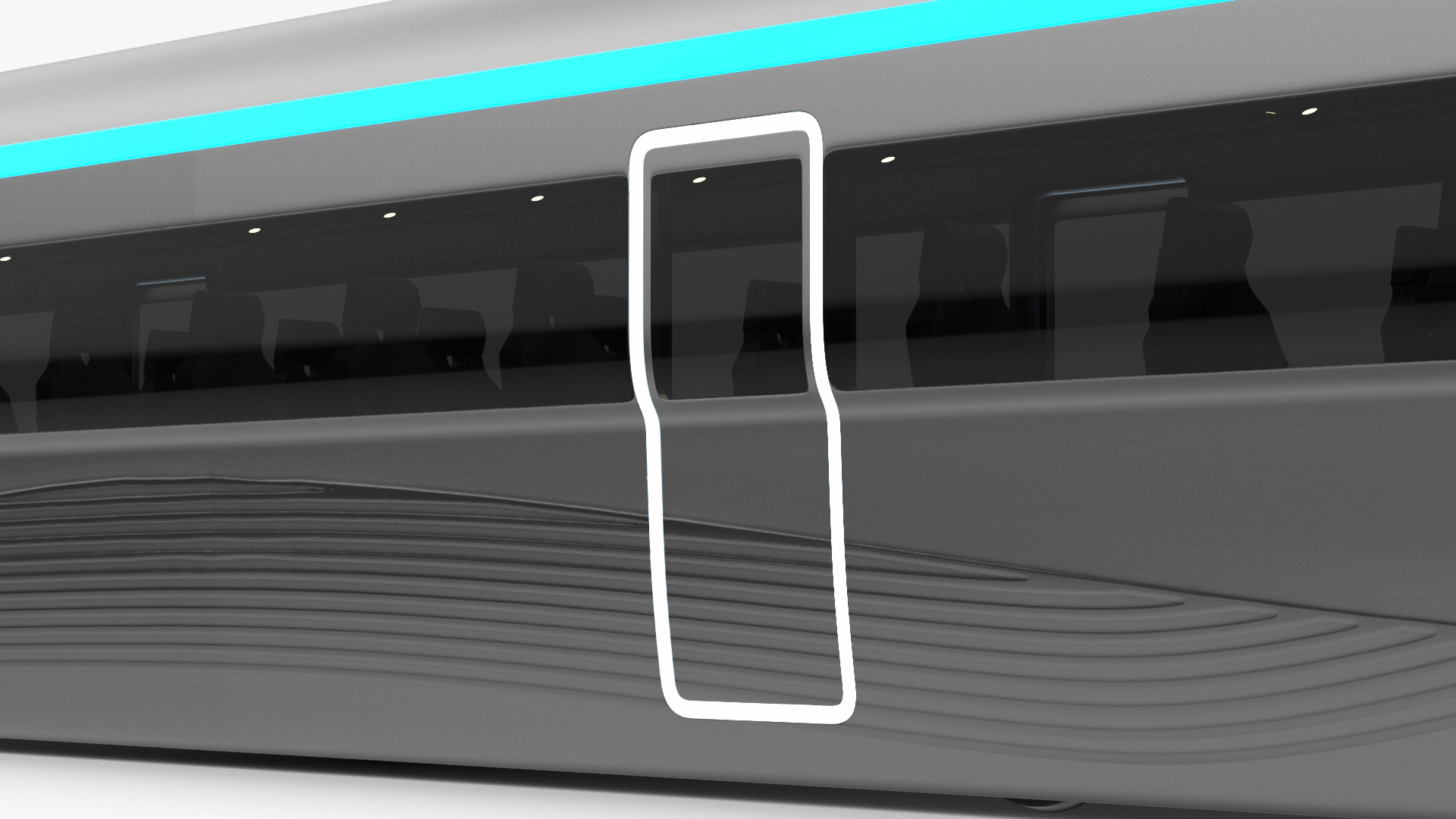 3D Futuristic Train with Cars Silver model