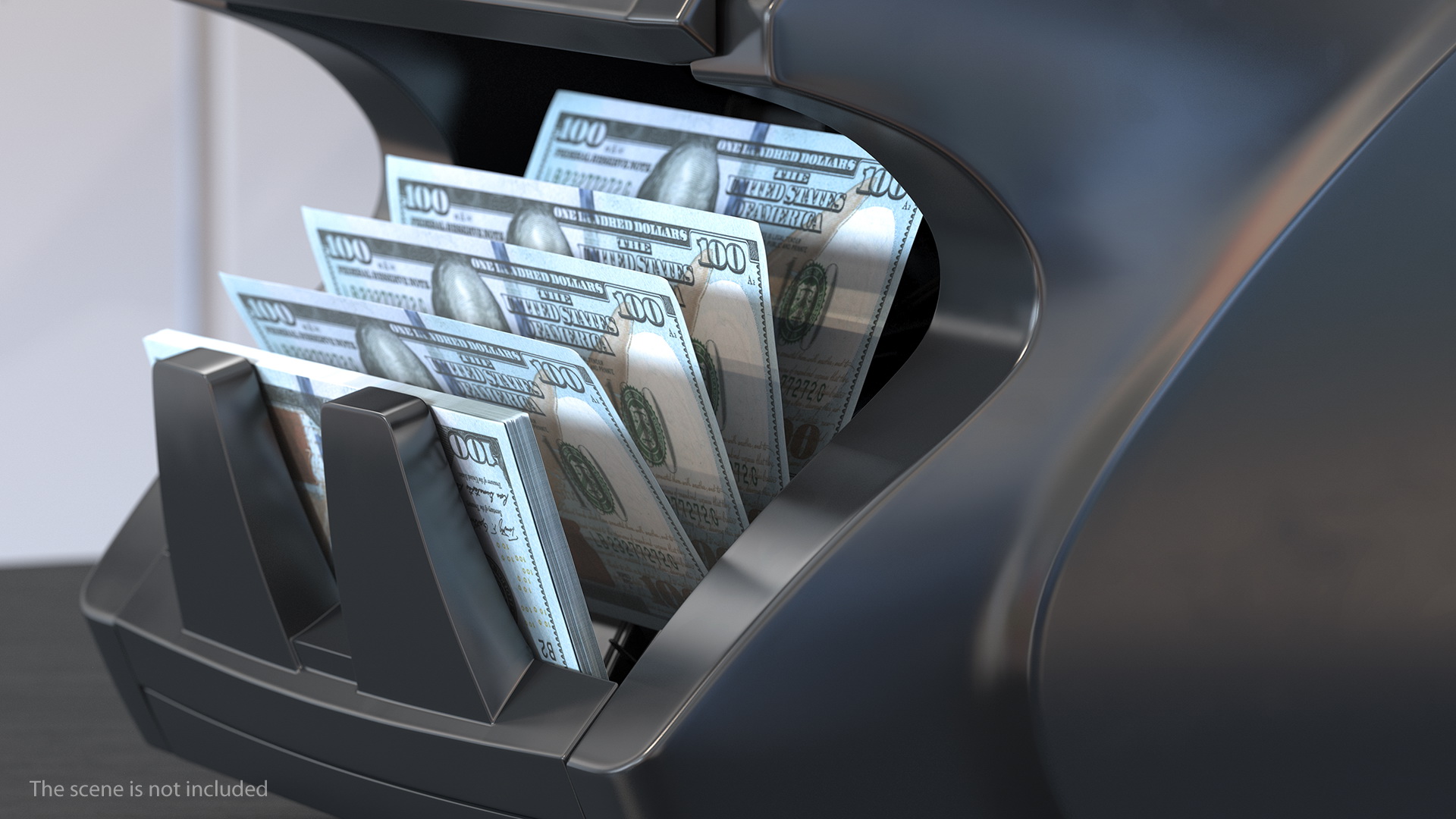 Currency Counter with Dollar Bills 3D model