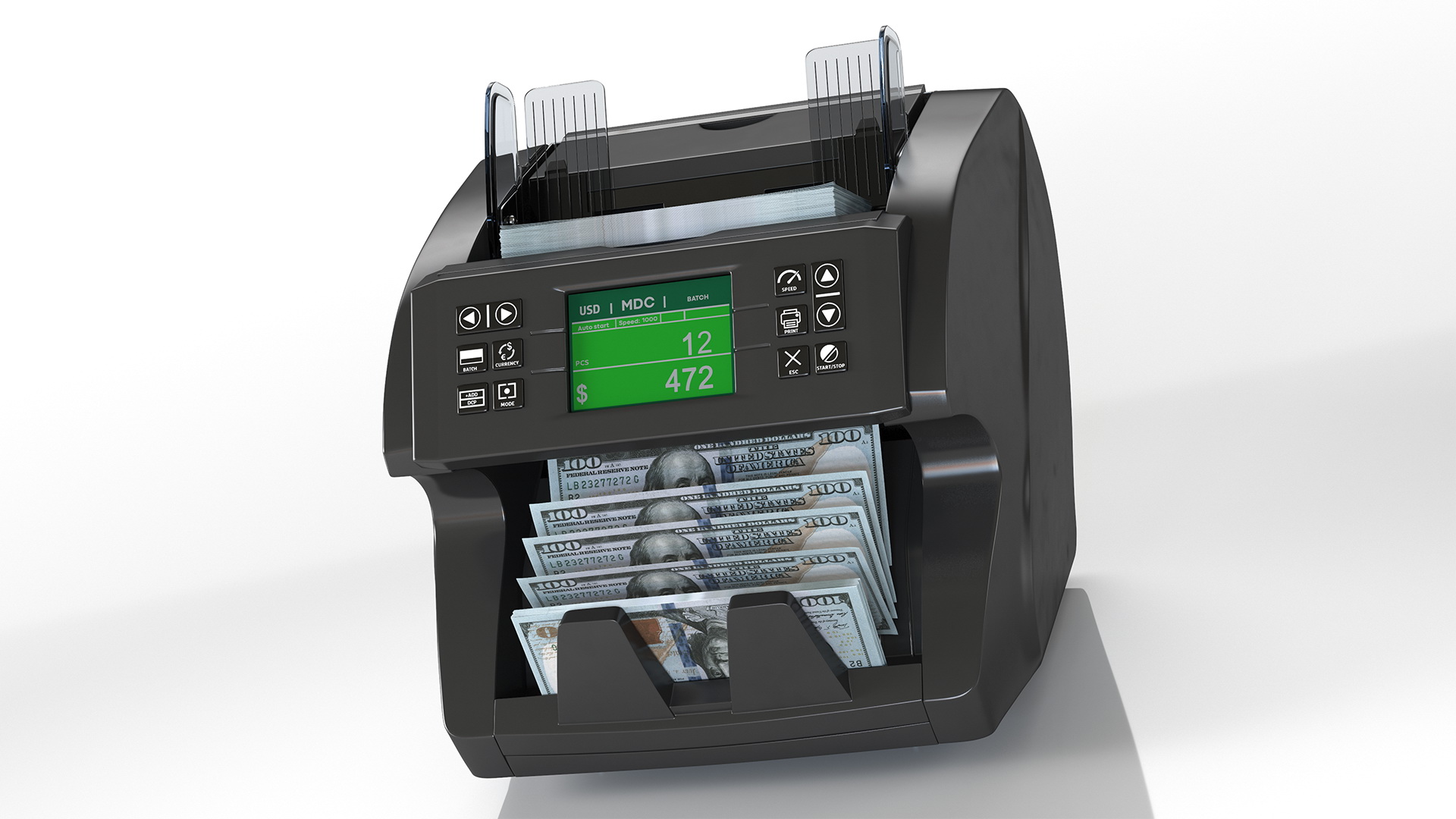 Currency Counter with Dollar Bills 3D model