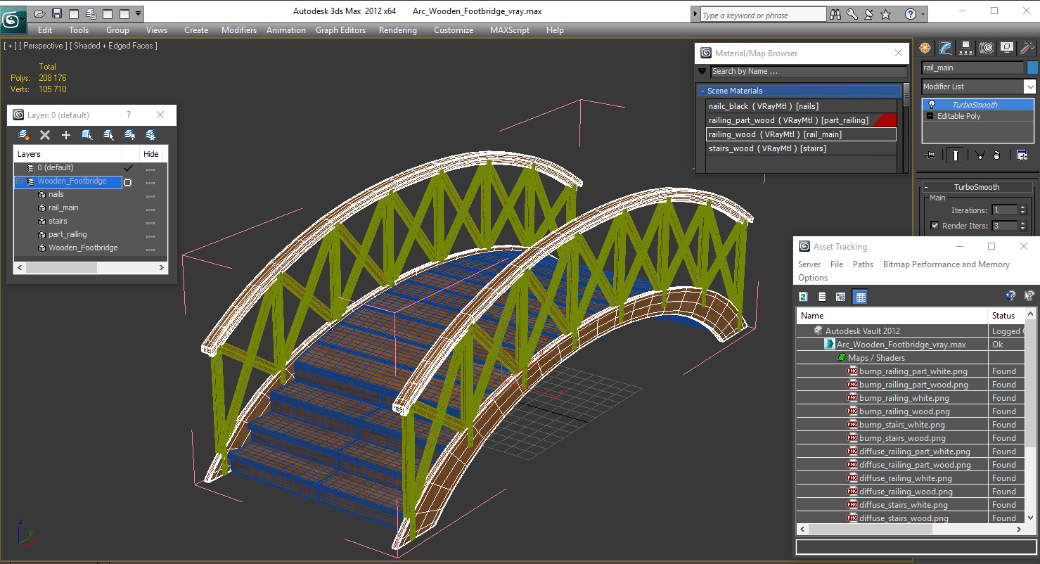 3D Arc Wooden Footbridge
