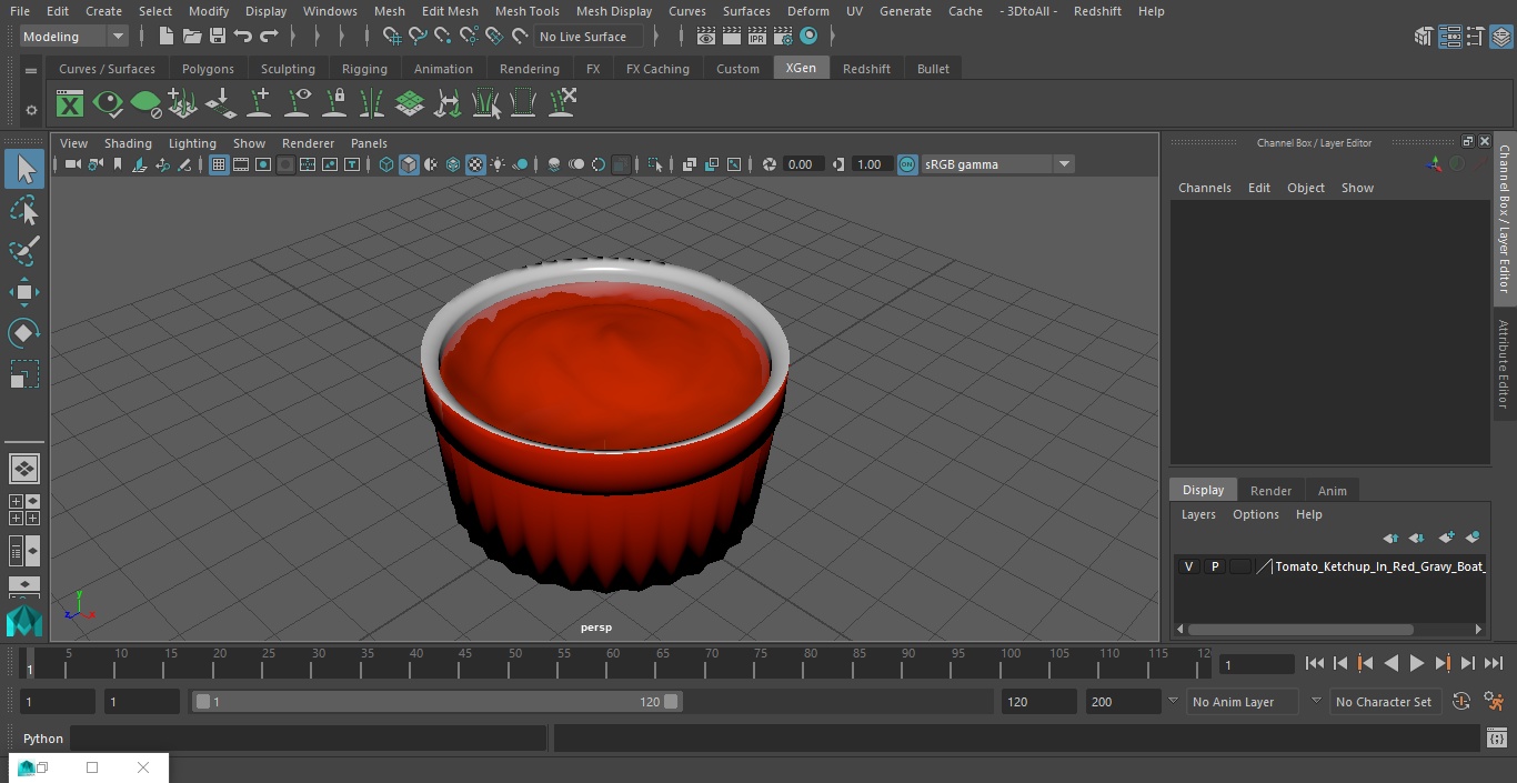 Tomato Ketchup In Red Gravy Boat 3D
