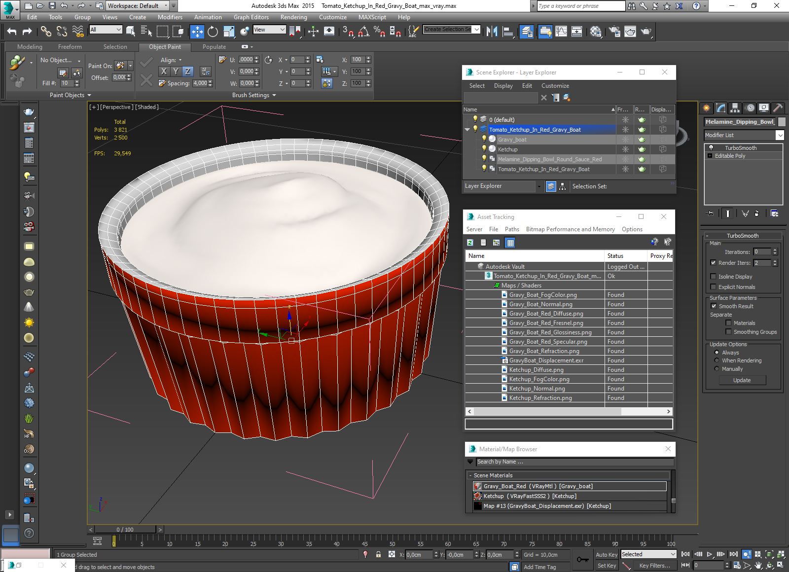 Tomato Ketchup In Red Gravy Boat 3D