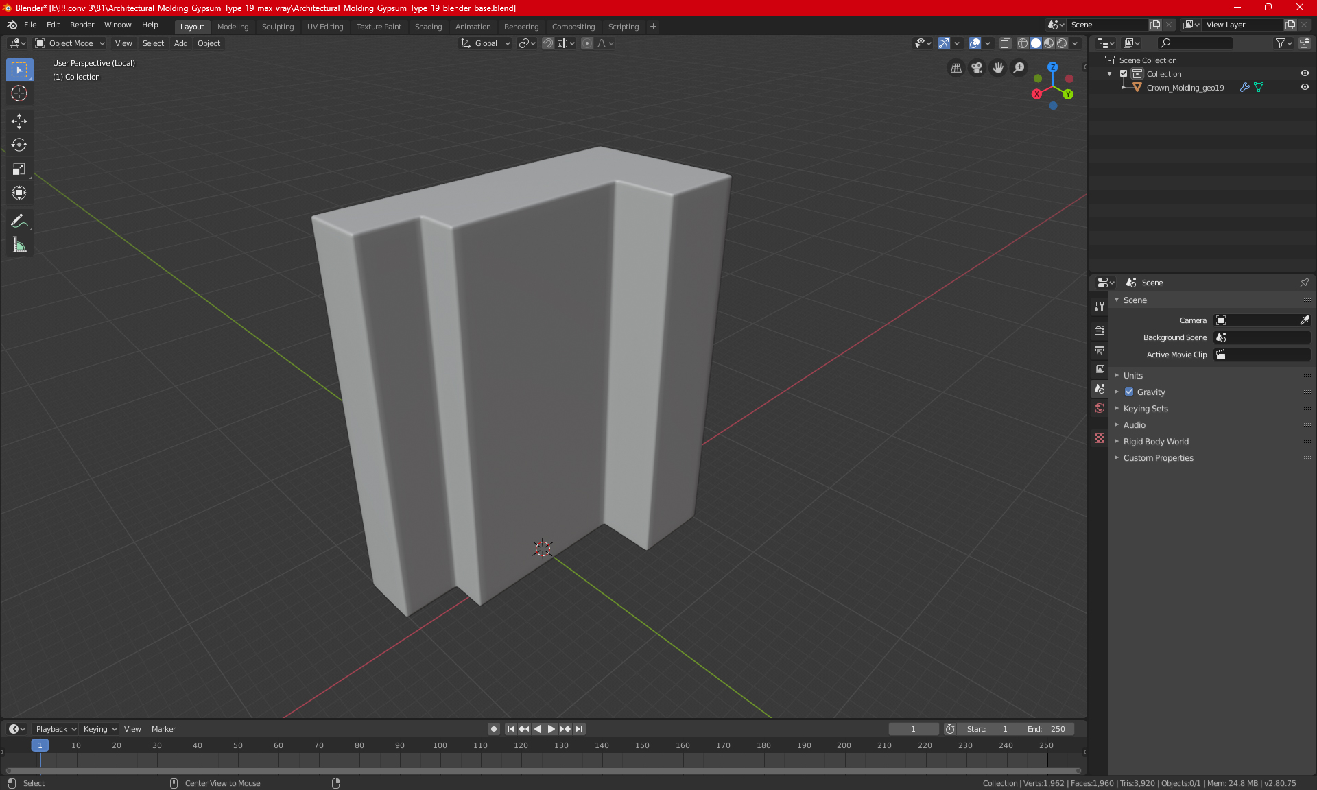 3D Architectural Molding Gypsum Type 19