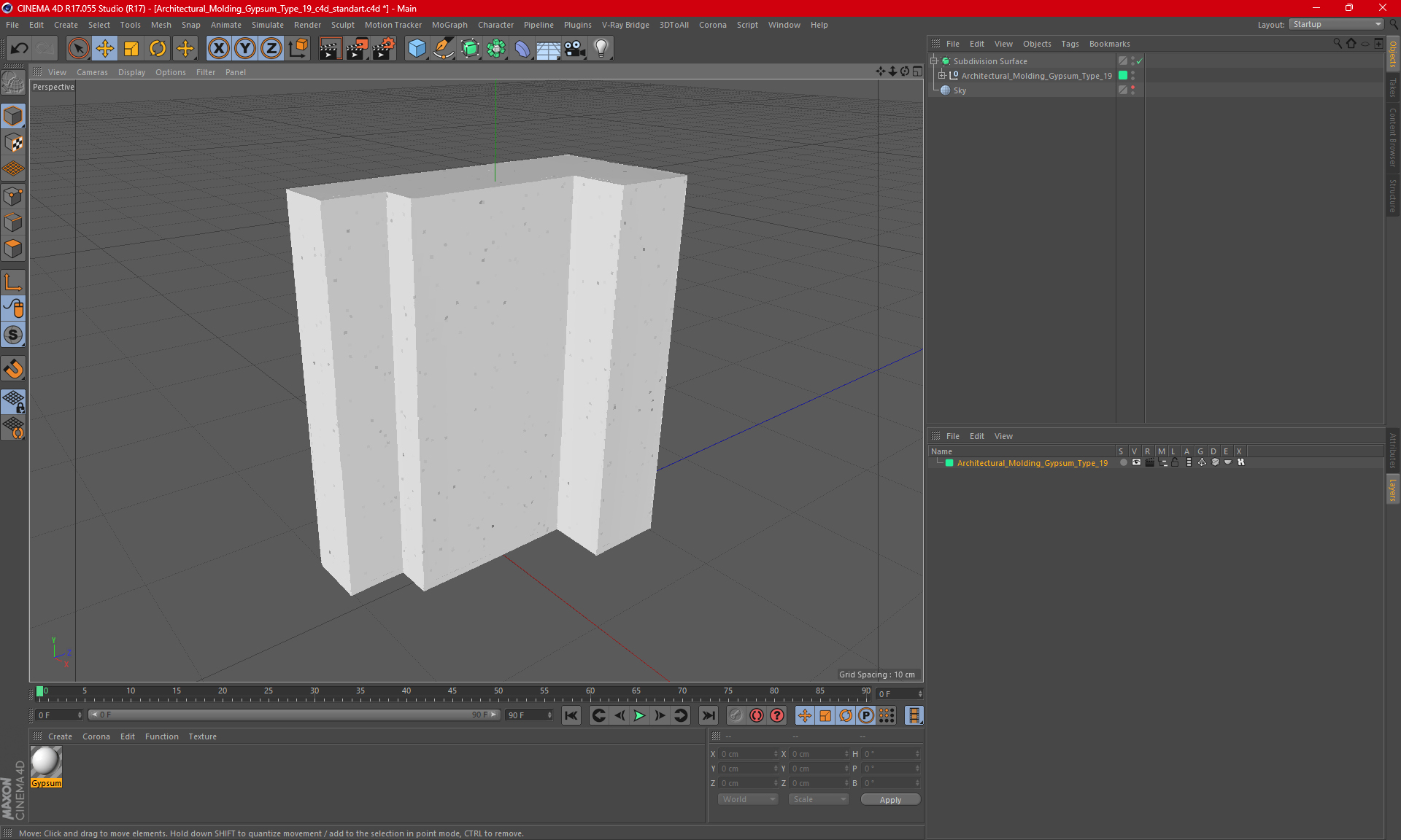 3D Architectural Molding Gypsum Type 19