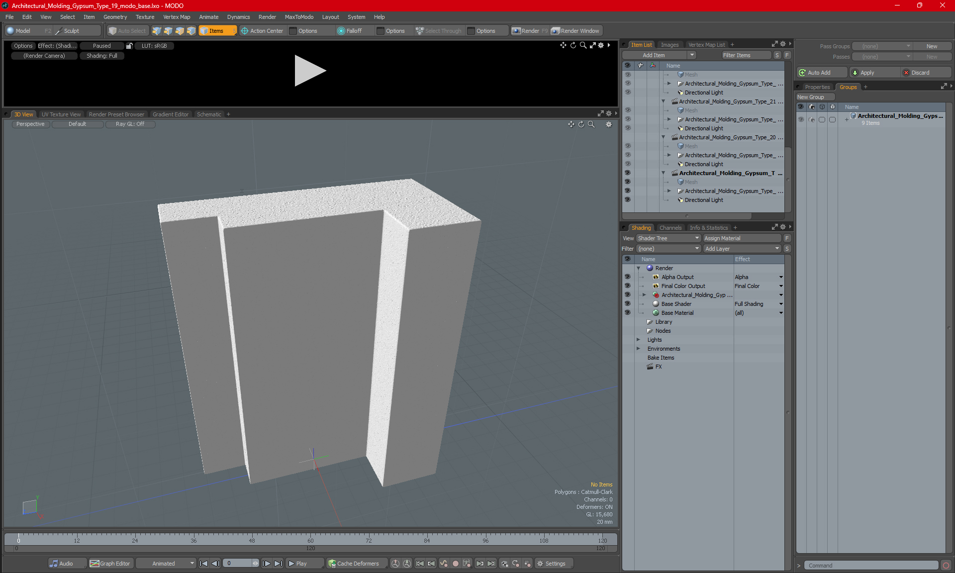 3D Architectural Molding Gypsum Type 19