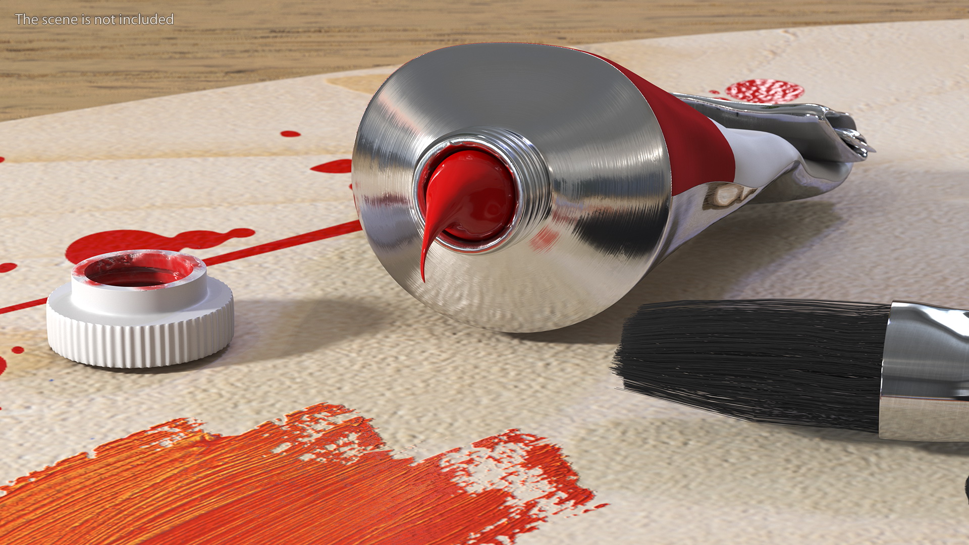 3D model Wooden Paint Palette With Oil Paint Tube