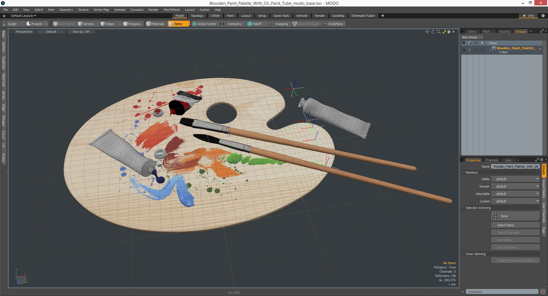 3D model Wooden Paint Palette With Oil Paint Tube