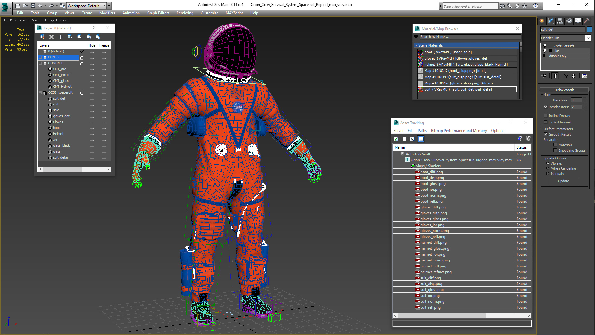 3D Orion Crew Survival System Spacesuit Rigged model